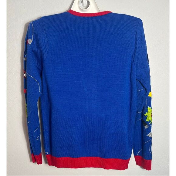 Jolly Sweaters Christmas Sweater Tie Holiday Party Beer Blue L Ugly Sweater - Picture 4 of 6